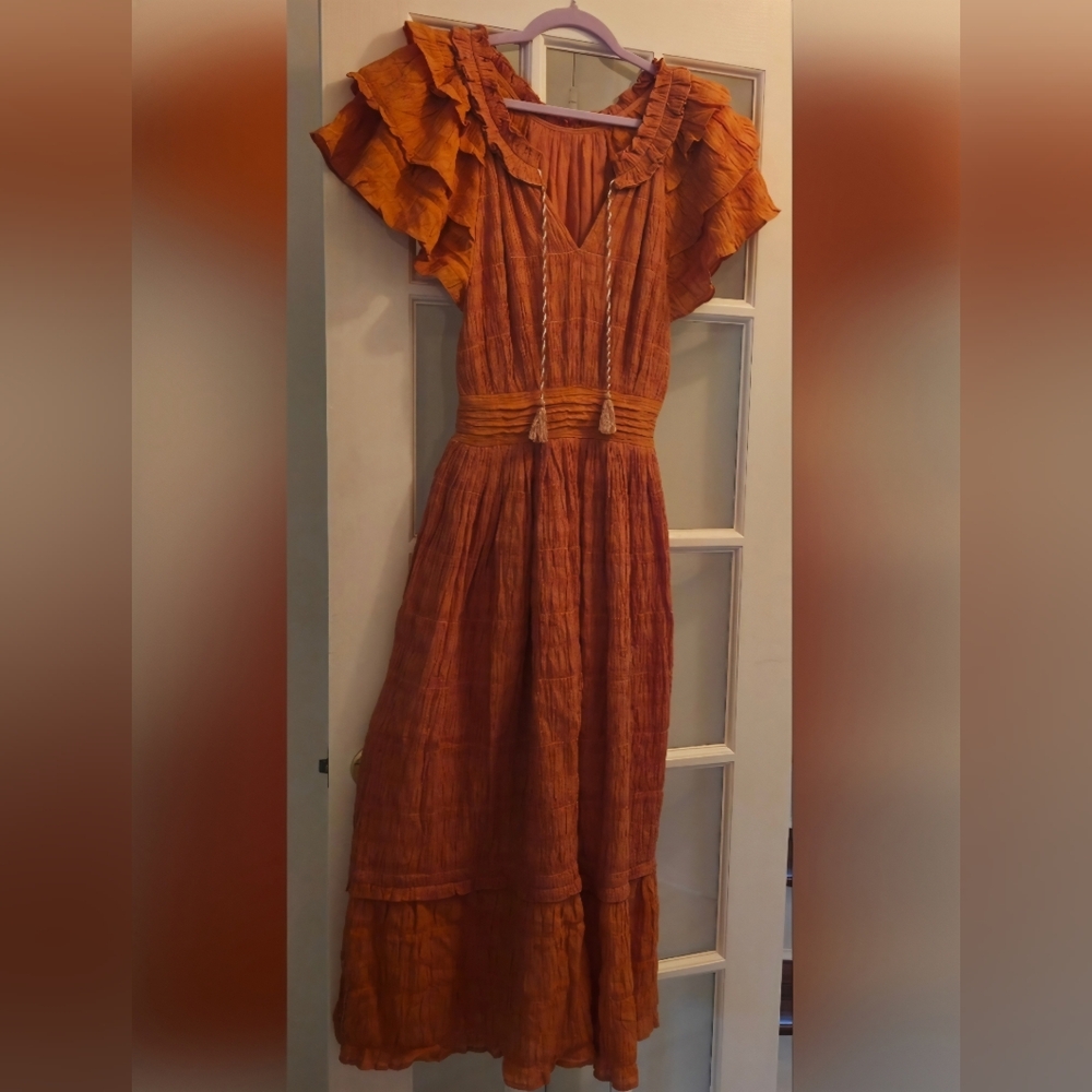 Cleobella Sunset Teracotta Tiered Ruffle Maxi Dress - Picture 7 of 9